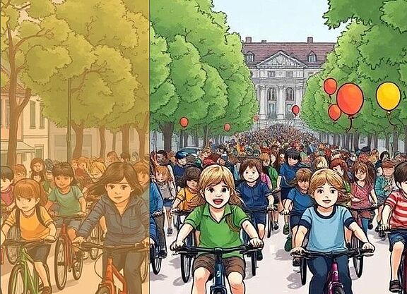 Fahrradtour von Kindern